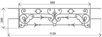 garde-corps, barre d'appui, appui de fenêtre, balustrade, en fonte moulée et fer forgé_LOISELET_BN